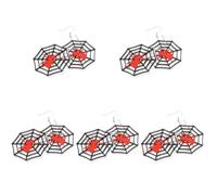 Healvian 5 Paires Boucles Oreilles Halloween Acrylique Araignée Accessoires Tendances pour Femmes Parfaites pour Costumes et Tenues de Fête Design Unique Toile Araignée Résistantes et
