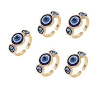 Healvian 5 Pièces Bague Oeil Ajustable Minimaliste Inoxydable Anneau Ouvert Chic pour Femmes et Accessoire de Mode Élégant pour Cérémonies et