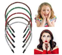 Healvian 5 Pièces Lot de Bandeaux à Paillettes pour Coiffe de Noël Accessoire pour Cheveux Délicat et Bandeau pour Femme