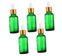 Healvian 5 pièces Lot de Flacons Compte-gouttes Verre avec Pipette Dorée et Verte Récipient Hermétique pour Essence Huiles Essentielles Flacon Voyage Précis et Portable pour Cosmétiques