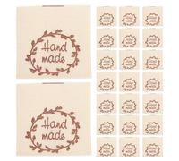 Healvian 50 Étiquettes de Couture Faites Main en Coton Doux Beige Motif Couronne Lavables et Brodées pour Projets de Couture Vêtements Paquet et Jouets - Lot Artisanal de 50 Pièces