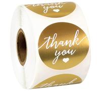 Healvian 500 Autocollants de Remerciement Dorés pour Pâtisserie Étiquettes Adhésives pour Emballages et Fermeture de Paquet Présents Rouleau Autocollants Merci pour Mariage