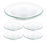 Healvian 5pcs Doublure pour Brûleur à Cire Fondue en Verre Rond 10cm Base Antidérapante et Facile à Nettoyer pour Réchauffeur D'huile Minimaliste