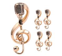 Healvian 5pièces Lot de Broches Note de Musique Style Rétro Microphone Bijoux Musicaux Accessoires Mode Concerts Fêtes Bureau