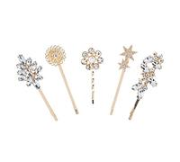 Healvian 5pièces Pince à Cheveux Fleur Barrette Étoile Barrette Pince Tournesol Strass Set Femme