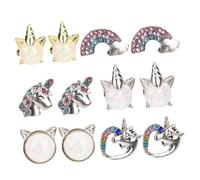 Healvian 6 Paires Lot De Boucles D'oreilles à Clip Garçon Fille Motifs Dessins Animés Décorations Oreilles