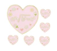 Healvian 6 Pièces Broches Cœur Alliage avec Texte Anglais Accessoires et Polyvalents pour Manteaux Écharpes et Sacs Bijoux de Mariage et Cadeau Saint-valentin