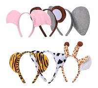 Healvian 6 Pièces Ensemble de coiffure animale bandeaux oreilles de souris garçon mignon hair toppers Oreilles d'animaux Accessoires de cheveux pour les filles coiffure femme chiffon