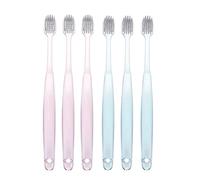 Healvian 6 pièces Lot de Brosses à Dents à Poils Souples Cristal à Ions Argent Tête Large pour Nettoyage Complet Portable pour Voyage et Usage Domestique Assortiment Vert et Rose