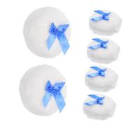 Healvian 6 Pièces Puff Doux pour Applicateur Peluche Longue avec Noeud Doux pour Peau Sensible Portable pour Change et Voyage