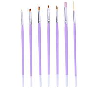 Healvian 7 Pièces Outils de brosse de manucure pinceaux nail art professionnel trousse pinceaux polissoir ongle stylo de peinture par points d'ongles stylo à dessin fin Plastique Violet