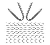 Healvian 70 Pièces Clou en Fer de U pour Fixation de Grillage et Clôture de Jardin, Outil de Réparation de Gazon Robuste et Solide, Couleur Argenté