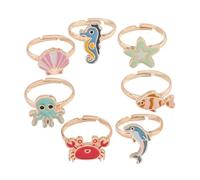 Healvian 7pièces Bagues Bijoux Créatives Animaux Décorations Doigt Pour Femme Superposables Ajustable