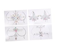 Healvian 8 Ensembles Strass Stickers Visage Strass Couvertures De Mamelon De Diamant Paillettes Autocollantes Pour Le Corps Sirène Strass Visage Corps Stickers Silver Acrylique