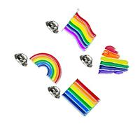Healvian 8 pièces Broche Émail Arc Ciel avec Drapeau Forme de Cœur Épinglette de Mode pour Vêtements Lgbt pour Hommes et Femmes Accessoire de Fierté Style