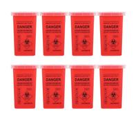 Healvian 8 Pièces Conteneur à Aiguilles Sécuritaire Rouge 8 Pièces en Polypropylène PP, Boîte de Collecte Compacte 15 X 10 CM pour Déchets Tranchants, Poubelle Portable pour Tatouage,