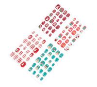 Healvian 96 Faux Ongles de Noël pour Garçon et Filles et Filles 96 Pièces Motifs Festifs Variés Adhésifs Pré-Collés Taille Ajustée pour Petits Doigts Décoration D’Ongles Facile et