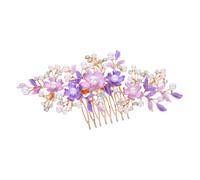 Healvian Accessoires De Cheveux De Mariage Pour Mariées Peigne Latéral Perles Coiffe De Fleurs Accessoires De Cheveux Roses Et Violets