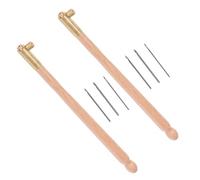 Healvian Aiguilles à Broder Perler avec Manche en Bois de Hêtre Kit de Broderie au Tambour pour Perles et Paillettes Aiguilles Fines en Acier Inoxydable Ensemble 2 Pièces pour Couture