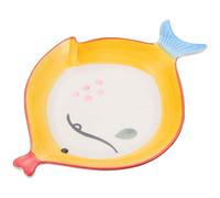 Healvian Assiette à Pizza en Céramique Forme Poisson Rouge et Jaune, Plateau de Conservation des Aliments pour Buffet et Table Familiale, Rangement Pratique