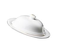 Healvian Assiette à Steak Design Pratique avec Couvercle Plateau de Service Polyvalent en Céramique Blanche et Finition Polie Lisse pour Restaurant