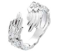 Healvian Bague Ailes d'Ange en Argenté Réglable Bague Esthétique Kawaii pour Adolescentes Accessoire Bijou Symbolique d'Amour et Spiritualité