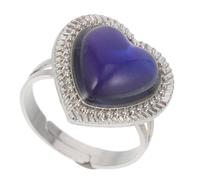 Healvian Bague Humeur Réglable Forme de Cœur Changement de Couleur Sensible à la Température pour Femme Anneau Intelligent Pouce Rétro Élégant et Pratique