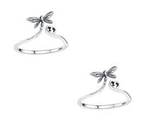 Healvian Bague Libellule En Sterling 925 2 Pièces Anneau Ouvert Pour Bijoux Pour Femmes Bague Pour Accessoire De Mode