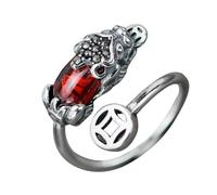 Healvian Bague Ouverte Cuivre avec Rouge Anneau de Fortune Élégant pour Femme Chic et Accessoire de Mode pour Toutes Occasions