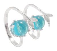 Healvian Bague Réglable en Alliage de Zinc Lot de 2 Anneaux Océaniques Cristal Bleu et Bulles Décoratives Bagues d'Articulation Inspirées Mer pour Femmes Bijoux Polyvalents