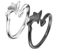 Healvian Bagues D'ange Et Anneaux Du Diable En Alliage Bagues Assorties Pour Couples Réglable Ouverte En Métal Bijoux Unisexes Pour Couple Usage Quotidien Lot De 2 Tailles Différentes