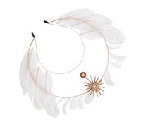 Healvian Bandeau Cheveux Couronne Divine Blanche en Métal et Fibre avec Éclat, Accessoire Polyvalent pour Femmes au Style Mystérieux, pour Photoshoots et Tenues Quotidiennes