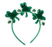 Healvian Bandeau Cheveux Saint Patrick Vert Blanc avec Pompons Accessoire Fête Irlandais Tête pour Célébrations et