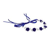 Healvian Bandeau de fleurs en poterie polymère bijoux de cheveux diadème pour petites filles bandeau fleur bleue ceinture en mousseline pour robe bandeau de perles Tiare pâte polymère Blue