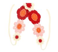 Healvian Bandeau De Fleurs Femelle Branché Fille Accessoires Pour Les Femmes Flore Faux Tricoté Bandeau De Crochet Bleu Tissu Bandanas Pour Cheveux Pour Femmes Coloré Fantaisie Noué Chiffon
