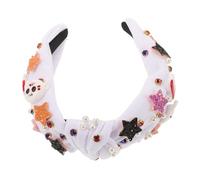 Healvian Bandeau De Perles Décorations Décoration Halloween Femme Noué À Thème Bande De Cheveux Perlé Bandeau Effrayant Costume D'halloween Bijoux Pour Costumes Chiffon Blanche