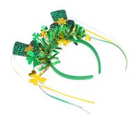Healvian Bandeau Forme Saint-patrick -tête Irlandais Trèfle Accessoire De Fête à Paillettes Pour Cheveux