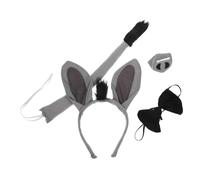 Healvian Bandeau Garçon et Filles Âne en Tissu Nez, Queue et Noeud, Accessoire Costume Halloween et Pièces de Théâtre Scolaires, 1 Set Complet