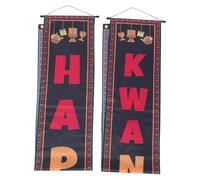Healvian Bannières de Couplets Kwanzaa 2 Pièces pour Porte D'entrée, Décorations Légères en Polyester Noir pour Fête et Porche