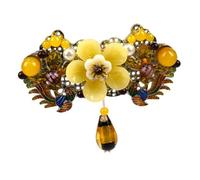 Healvian Barrette Cheveux Vintage Jaune pour Queue de Cheval Pince Ressort et Confortable Maintien Sécurisé Accessoire Élégant