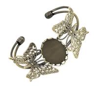 Healvian Base de Bracelet en Cuivre Creuse 18X25Mm Accessoires DIY pour Bracelet de Bijoux Base de Cercle en Cuivre Compatible Pierres Décoratives Légère et Solide pour Création