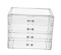 Healvian Boîte De Maquillage Transparente à Tiroirs 4 Niveaux Grosse Taille, Rangement Cosmétique Dôme, Pour Maison Et Bureau, Structure Multi-couches Pratique