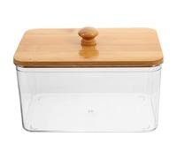 Healvian Boîte de Rangement Buanderie avec Couvercle Rangement pour Sèche-linge et Capsules Lavantes Transparente avec Poignée Bois et Couvercle Bambou pour Lave-linge et Buanderie