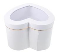 Healvian Boîte Présent de Cœur Double Couche en Carton Blanc Design Créatif pour Emballage de Fleurs Artificielles et Roses, pour Mariages et Fleuristes