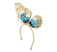 Healvian Boucle Doreille de Fée pour Femmes Boucle Oreille Clip sans Perçage Doreille Élégant pour Fête et Usage Or et Bleu