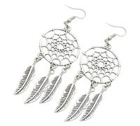 Healvian Boucles D’oreilles Pendantes Attrape-rêves Creuses En Alliage Solide Pour Femmes Bohèmes Style Western Plumage Légères Usage Quotidien