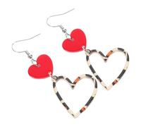 Healvian Boucles D'oreilles Cœur Imprimé Léopard Pendantes Alliage et Acrylique Femmes Fête Mariage Style Petit Pendentif