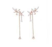 Healvian Boucles D'oreilles Pendantes Fleur à Pompons, Cuivre Plaqué Rose, Longueur Moyenne, Femmes, Soirée et Présent, Paire Blanc