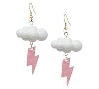 Healvian Boucles D'oreilles Pendantes Nuage et Éclair Grand Modèle en Acrylique Léger, Bijoux Météo pour Femmes Adolescentes, Usage Quotidien et Fêtes