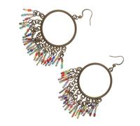 Healvian Boucles Oreilles Ethniques Pendantes Femme Style Perles Colorées Dégradées Vertes Légères et Résistantes Accessoire de Mode pour Fêtes et Cérémonies